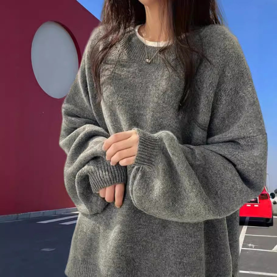 Damen Oversized Strickpullover mit eleganten Puffärmeln und modernem Design R&B