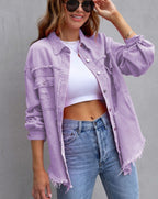 R&B | Gerissene Übergrösse Denim-Jacke