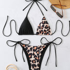 Damen Triangel-Bikini mit modernem Leo-Print und verstellbaren BindR&Bändern R&B