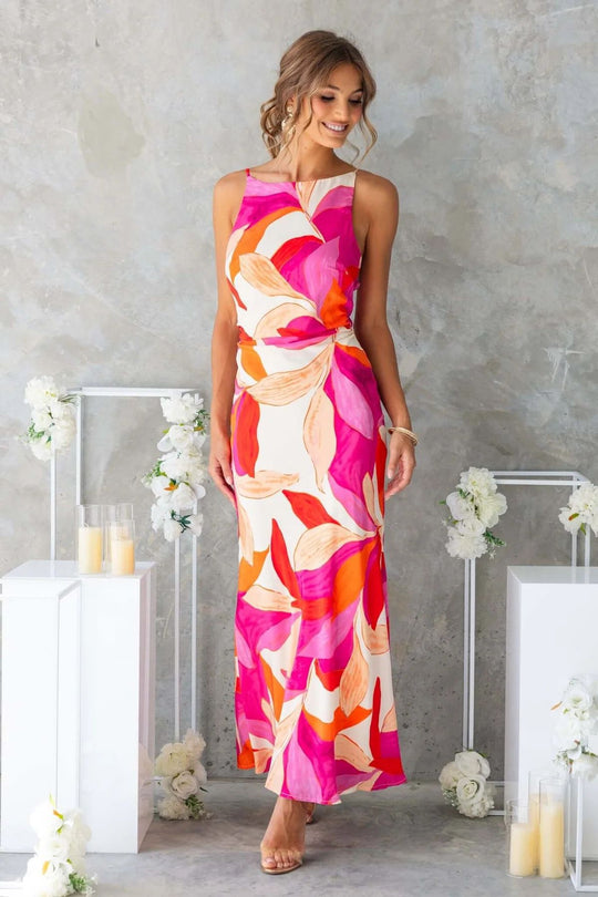 Damen Maxikleid mit modernem floralem Design und elegantem Schnitt R&B