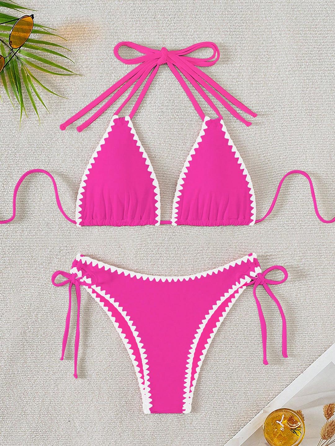 Damen Triangel-Bikini mit verspielten Kontrastnähten R&B