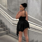 Damen Trendiges Mini-Kleid mit asymmetrischem Saum und Raffungen R&B