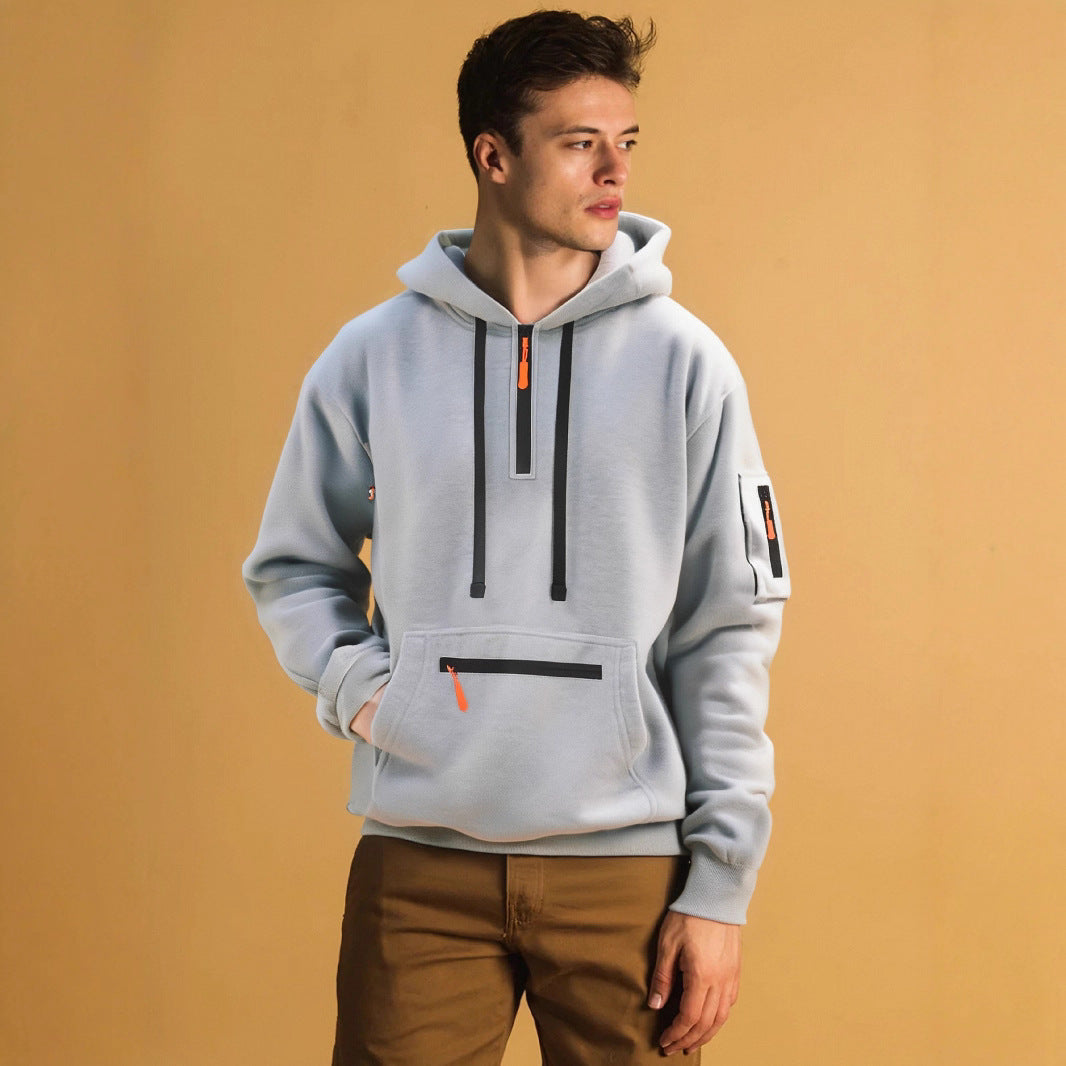 Herren sportlicher Hoodie mit praktischen Taschen und modischem Reißverschluss R&B