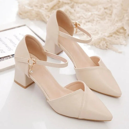 Damen elegante Halbschuhe mit modischer Schnallenverzierung und stabilen Blockabsatz R&B