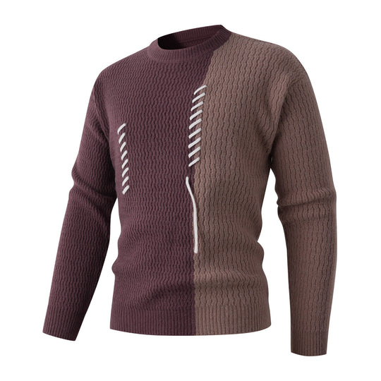 Herren Strickpullover mit modernem Zopfmuster und kontrastierenden Details R&B