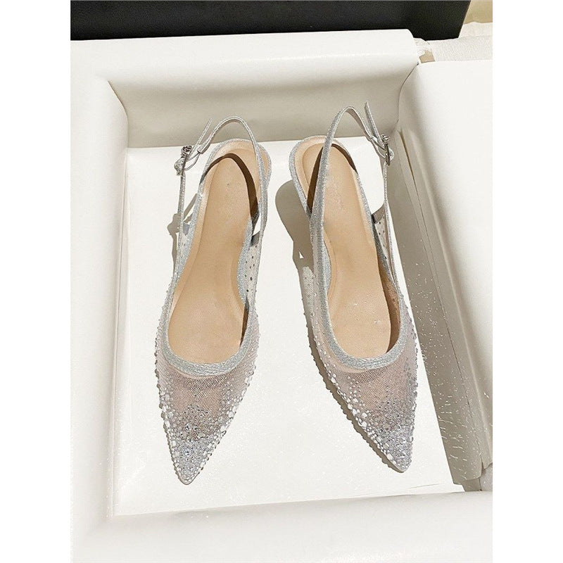 Damen elegante Slingback-Pumps mit funkelndem Netzdesign R&B
