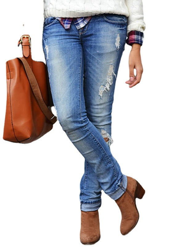 Damen Destroyed Jeans im lässigen urbanen Stil mit modischen Rissen und figurbetonendem Schnitt R&B
