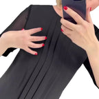 Damen Plissee Abendkleid mit transparenten Ärmeln und elegantem Schnitt R&B