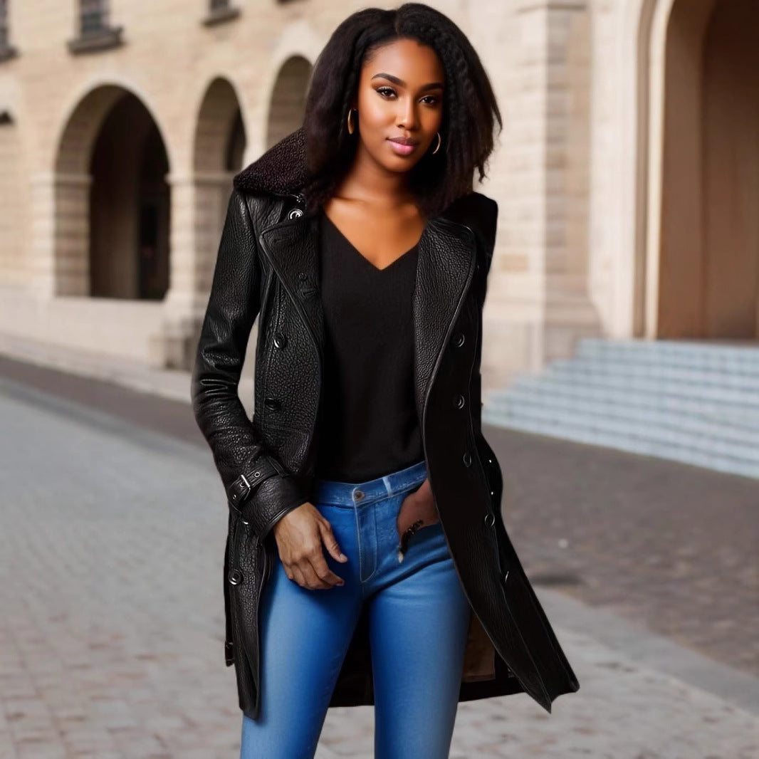 Damen edler Trenchcoat mit verschließbarem Kragen und raffinierten Details R&B