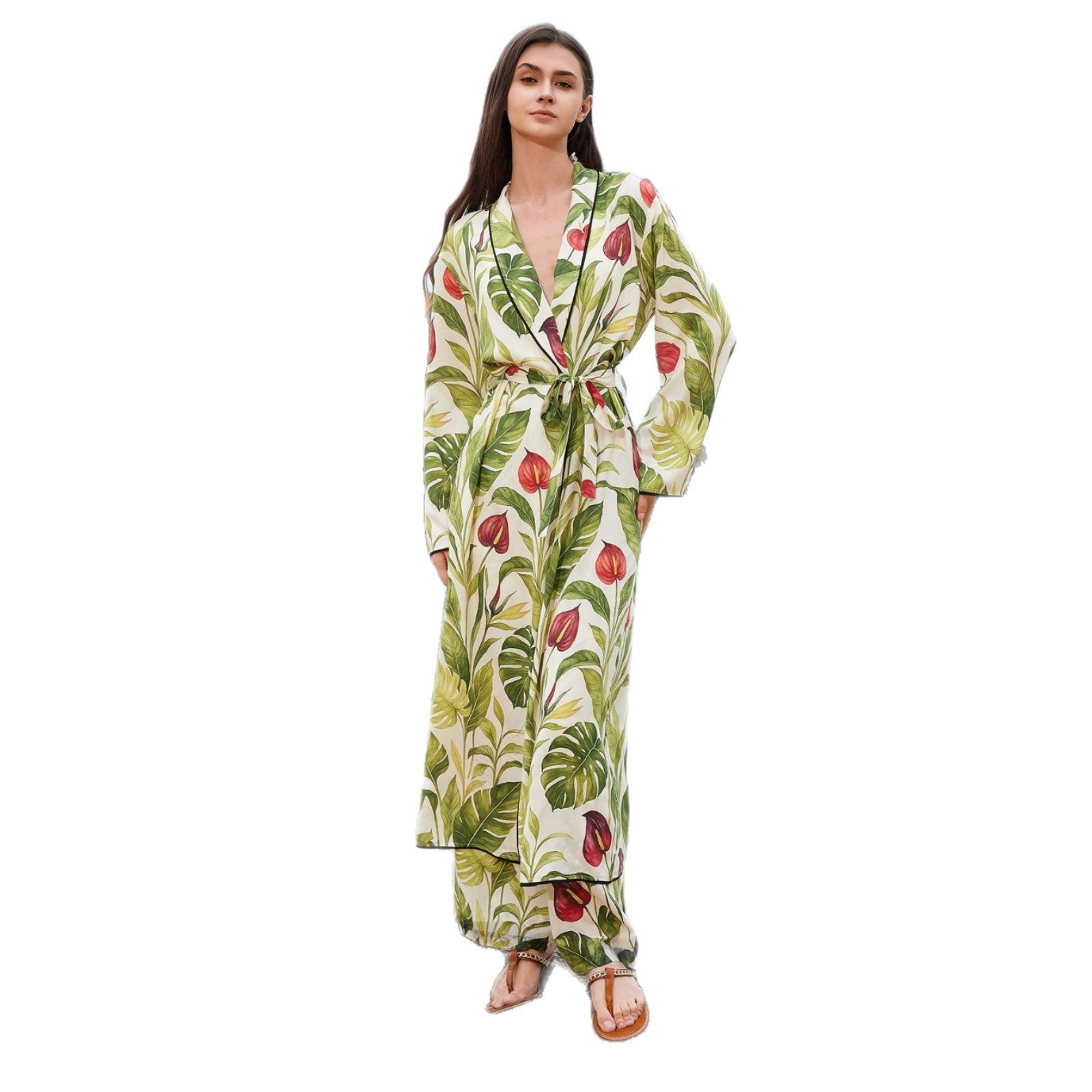 Damen luftiger Kimono mit floralen Mustern R&B