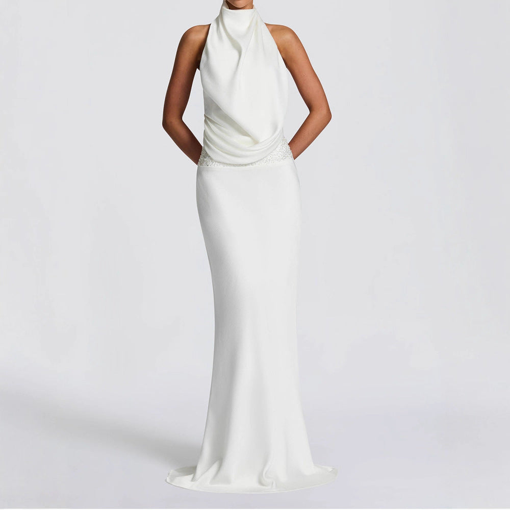 Damen Elegantes Hochzeitskleid mit schimmerndem Taillenband R&B