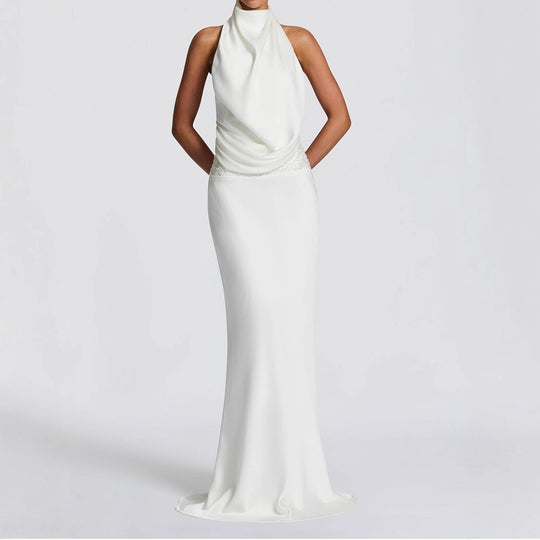 Damen Elegantes Hochzeitskleid mit schimmerndem Taillenband R&B