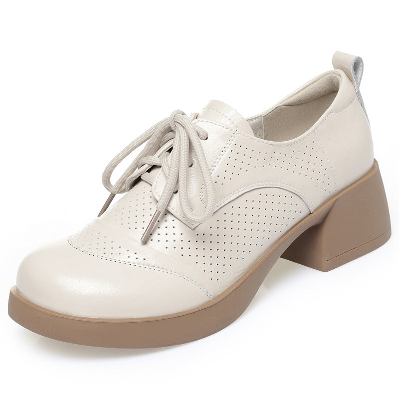 Damen Schnürschuhe mit perforiertem Obermaterial und blockigem Absatz