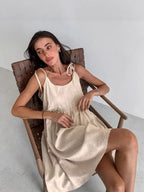 Damen lässiges Spaghettiträger-Kleid mit elastischem Bund und dekorativen Schleifen R&B