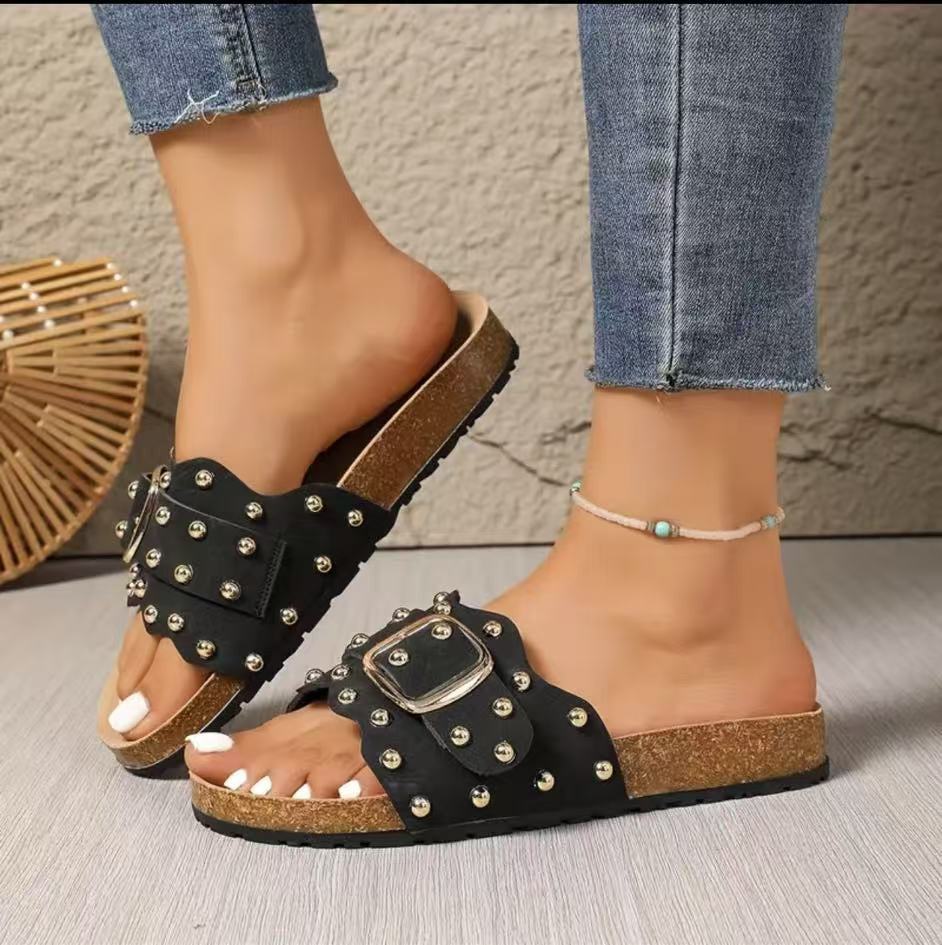 Damen elegante und komfortable Sandalen mit dekorativem Riemendesign R&B