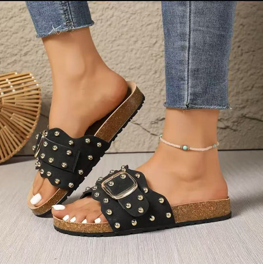 Damen elegante und komfortable Sandalen mit dekorativem Riemendesign R&B