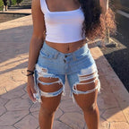 Damen modische Destroyed Jeans-Shorts R&B