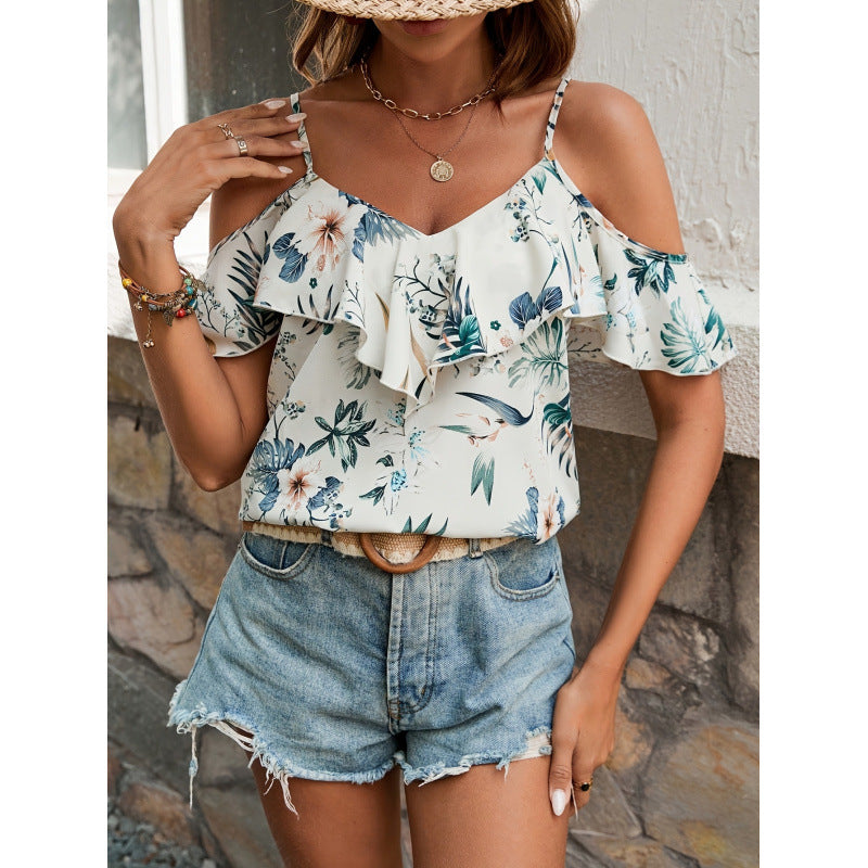 Damen Bluse mit Rüschendetails und offenen Schultern R&B