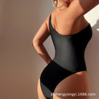 Damen Einseitiger Badeanzug mit elegantem Tiermuster und floralem Akzent R&B
