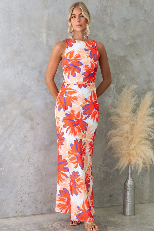 Damen Maxikleid mit modernem floralem Design und elegantem Schnitt R&B