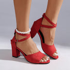 Damen Absatzsandalen mit modischem Kreuzriemen-Design und bequemer Sohle R&B