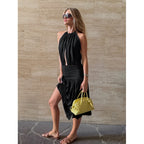 Damen Wickelkleid mit modischem Schnitt und elegantem V-Ausschnitt R&B