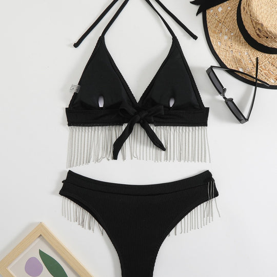 Damen Triangel-Bikini mit festlichem Fransen-Design R&B