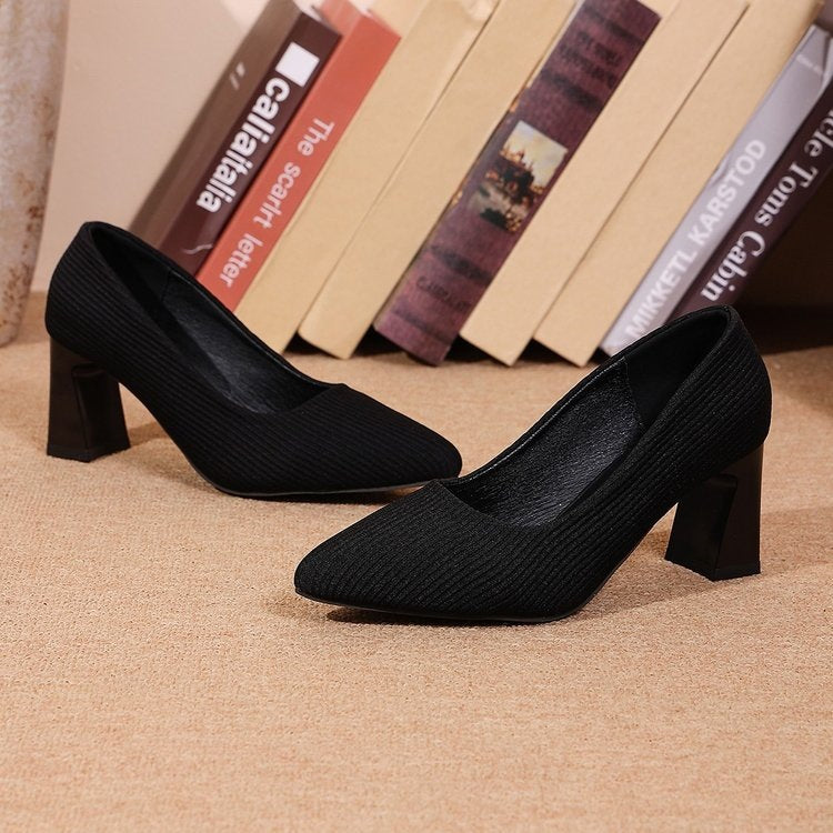 Damen elegante Pumps mit Blockabsatz und strukturiertem Obermaterial R&B
