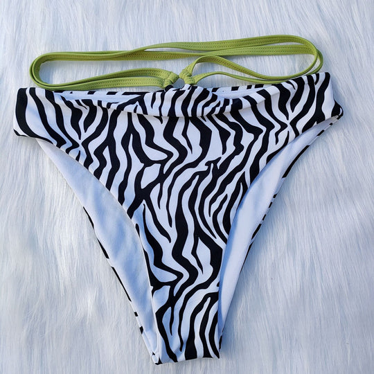 Damen Minimalistisches Triangel-Bikini-Set mit Zebramuster R&B