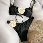 Damen Bikini mit dekorativen Blumenapplikationen R&B