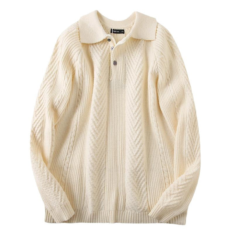 Herren Strickpullover mit klassischem Rautenmuster und Knopfleiste R&B