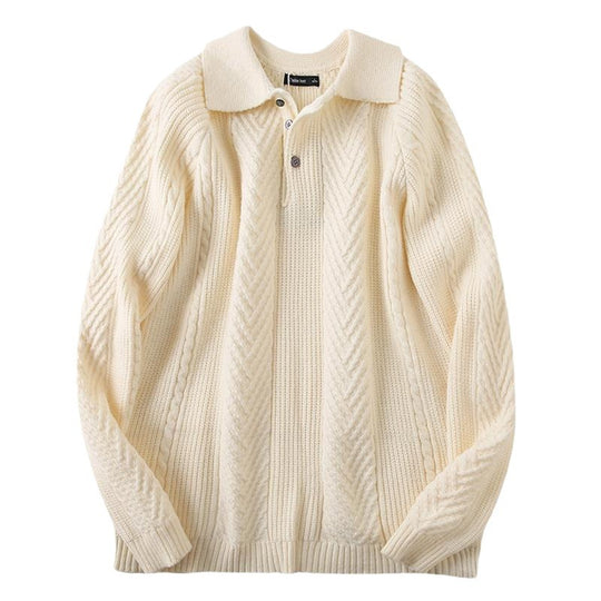 Herren Strickpullover mit klassischem Rautenmuster und Knopfleiste R&B