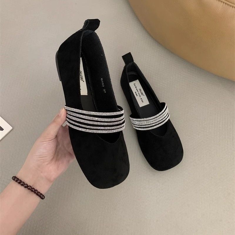 Damen elegante Ballerinas mit modischem Strass-Riemchen R&B