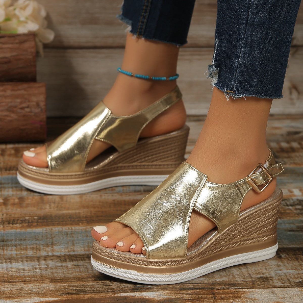 Damen Komfortable Wedge-Sandaletten mit modischem Design und anatomischem Fußbett R&B