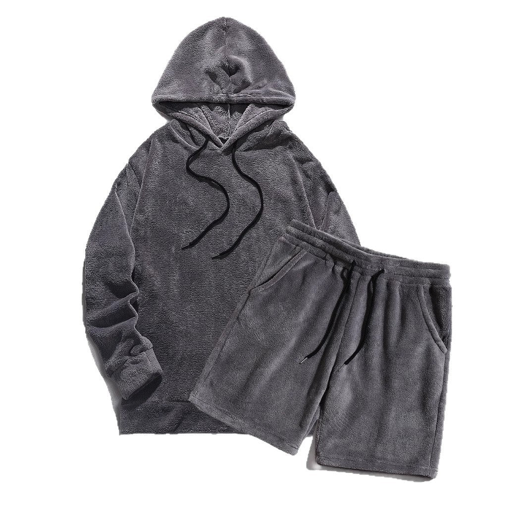Damen gemütliches Fleece-Hoodie und Shorts Set R&B