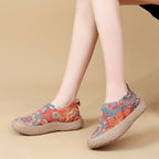 Damen Slip-On Freizeit-Schuhe mit Blumenmuster und rutschfester Sohle R&B