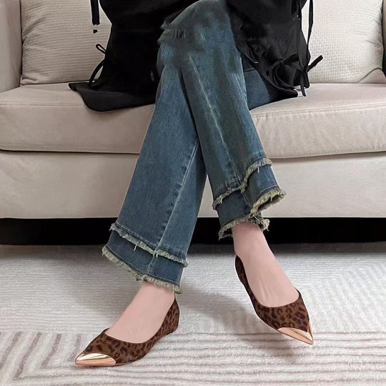 Damen elegante spitze Ballerinas mit Glanzoberfläche R&B