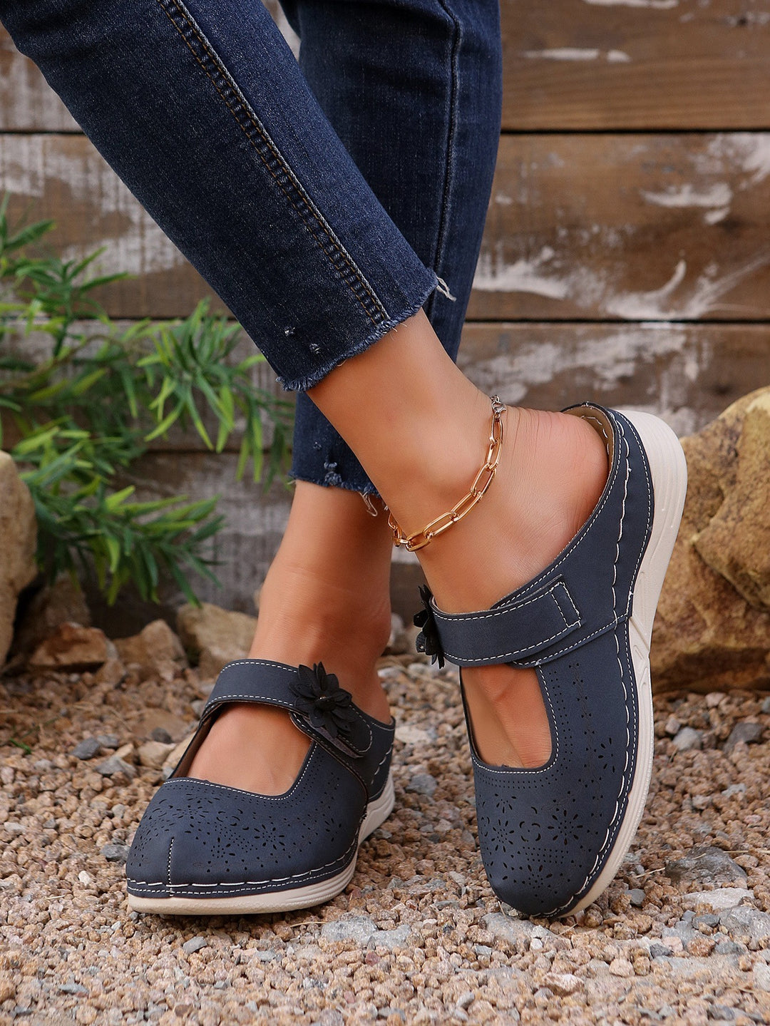 Damen atmungsaktive Clogs mit floralem Dekor R&B