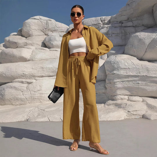 Damen elegantes Lounge-Set aus leichtem Stoff mit weitem Schnitt R&B