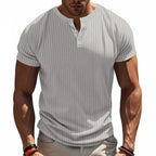 Herren Kurzarm-Henley-T-Shirt mit strukturiertem Design R&B