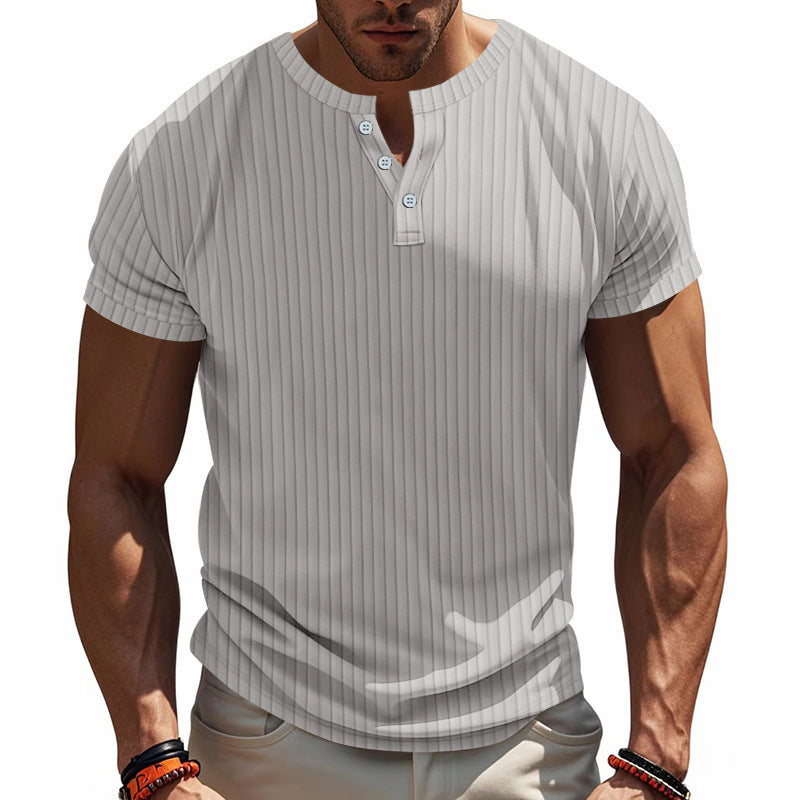 Herren Kurzarm-Henley-T-Shirt mit strukturiertem Design R&B