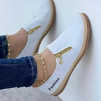 Damen modische Slip-On Sneakers mit elegantem Reißverschluss R&B