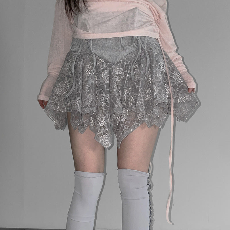 Damen Spitzenrock mit anpassbarem Bund R&B