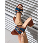 Damen modische Slipper mit eleganten Ketten- und Denim-Details R&B