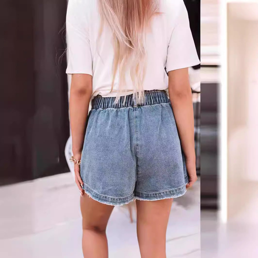 Damen Denim-Shorts mit elastischem Bund R&B