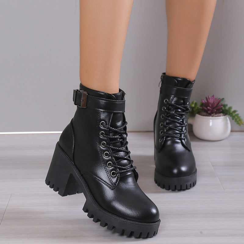 Damen Chunky Stiefel mit robustem Profil und Schnallenakzent R&B