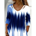 Damen Langarmshirt mit modischem V-Ausschnitt und einzigartigem Farbverlauf R&B