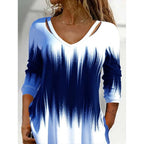 Damen Langarmshirt mit modischem V-Ausschnitt und einzigartigem Farbverlauf R&B