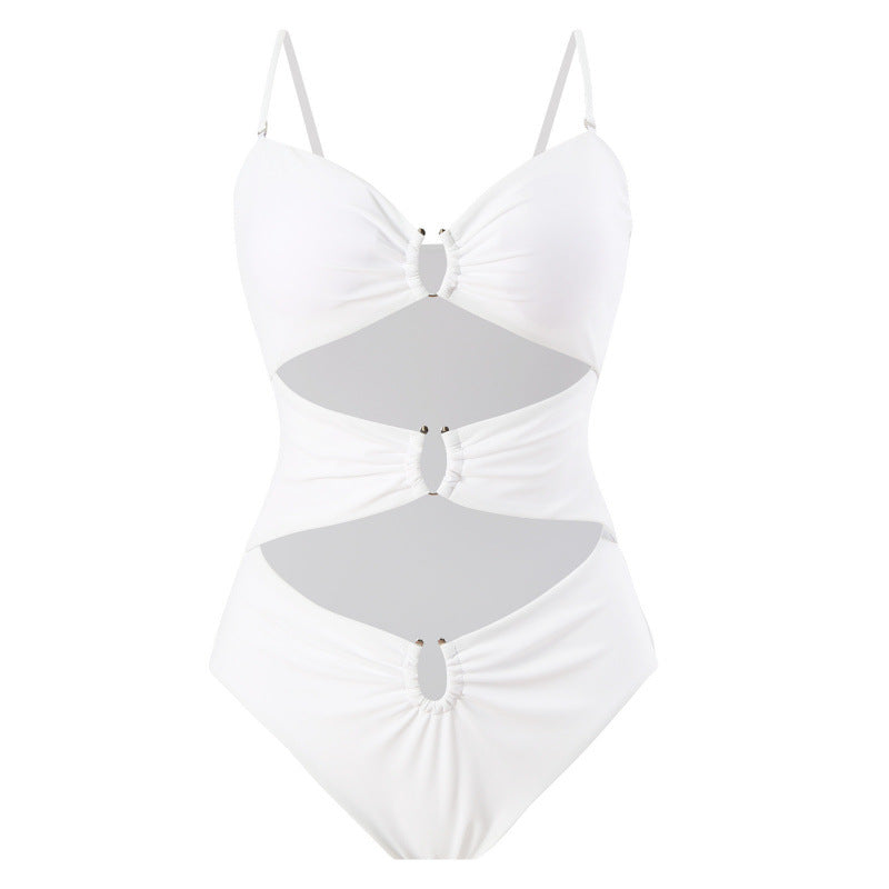 Damen Einteiler Badeanzug mit raffinierten Cut-Outs und stilvollem Wickeldetail R&B