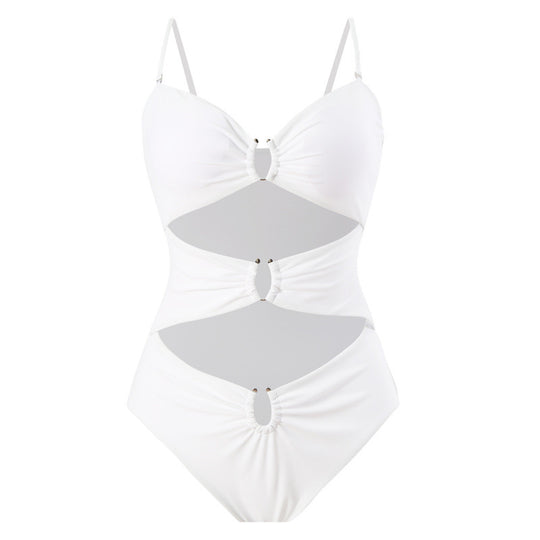Damen Einteiler Badeanzug mit raffinierten Cut-Outs und stilvollem Wickeldetail R&B